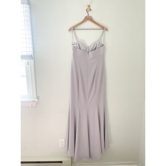 NWT Amsale Angie Bridesmaid Dress Size 10 Gray Dove Crepe Maxi Formal Wedding - Picture 5 of 10